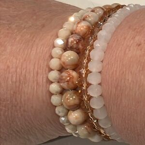 Natural Stone & Faux Crystal Bracelet Set